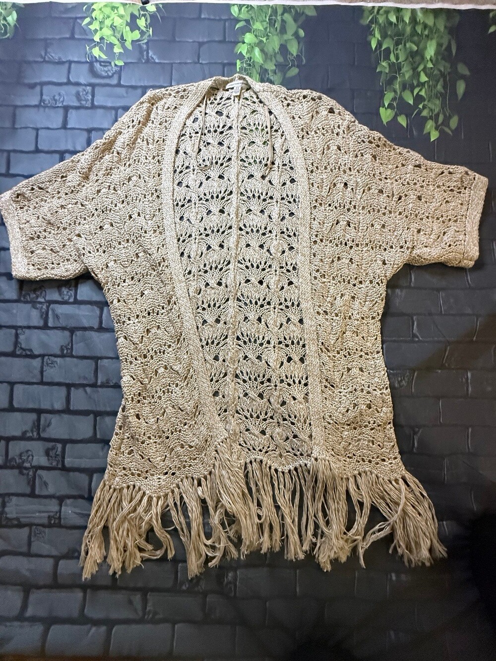 American Eagle Outfitters Boho Crochet Open Knit Fringe Cardigan XS/S